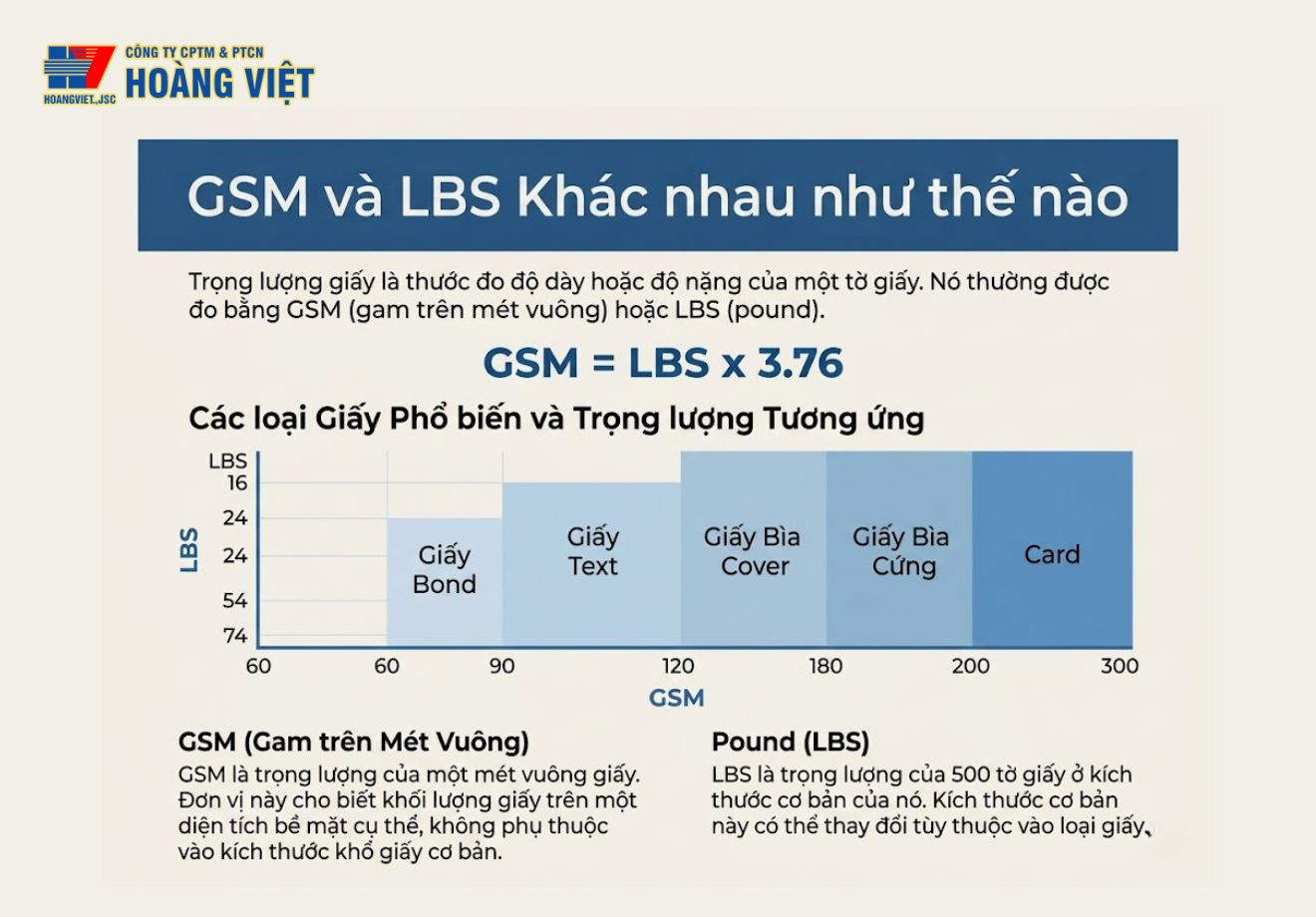 Định lượng GSM và LBS khác nhau như thế nào? Cách chọn định lượng giấy đúng nhu cầu in chuyển nhiệt