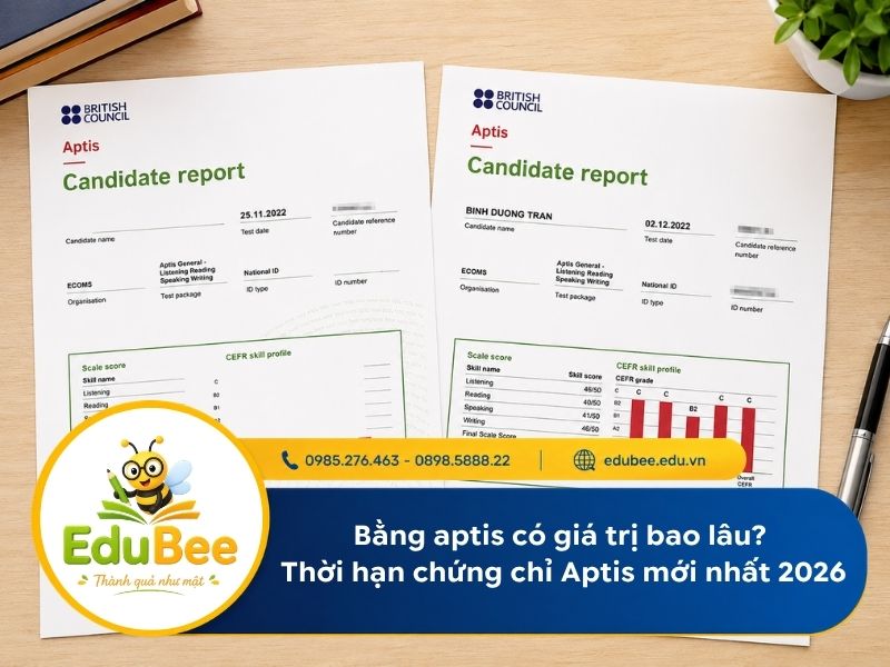 Bằng Aptis có giá trị bao lâu? Thời hạn chứng chỉ Aptis mới nhất 2026