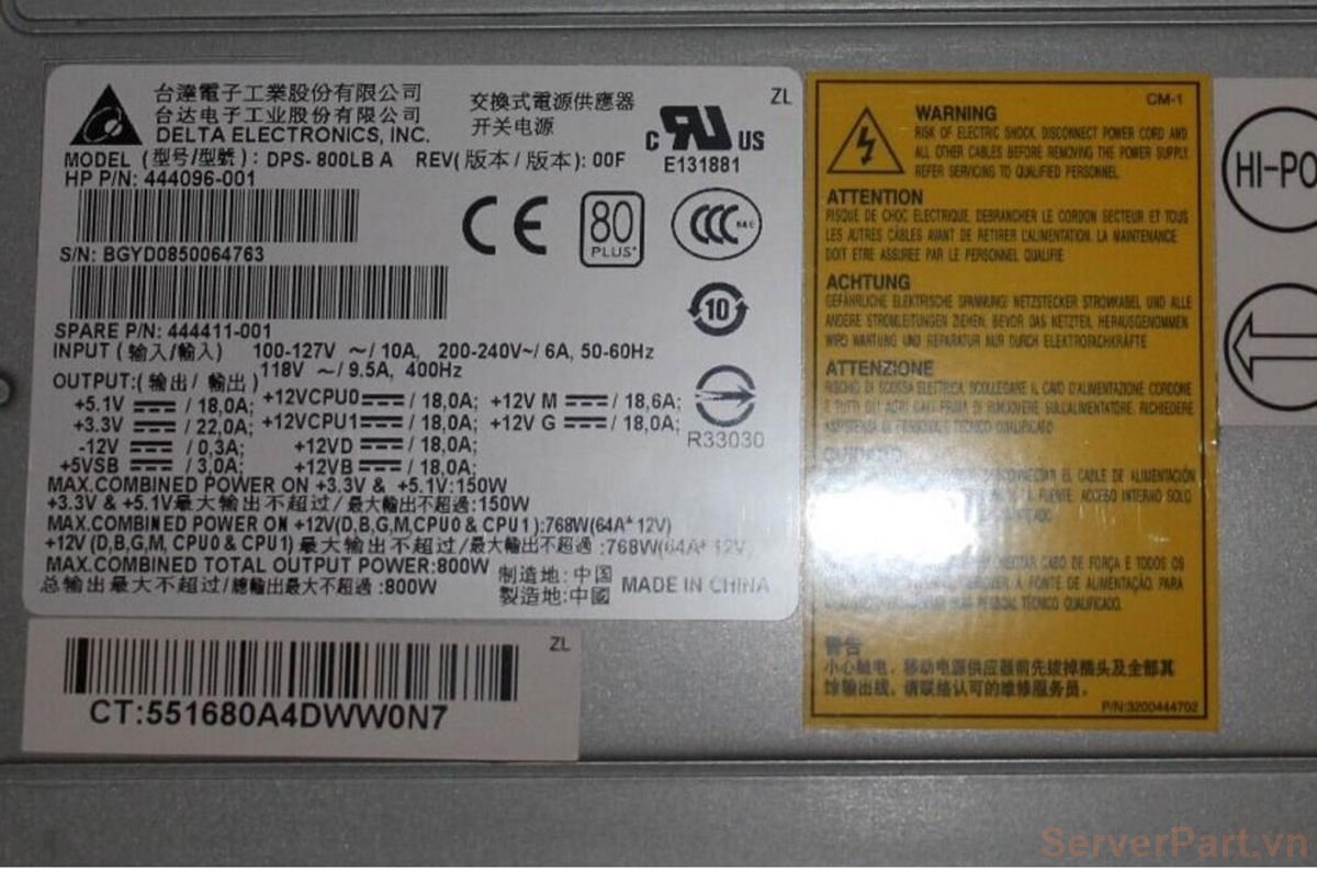 Memory Module Incorrect Configuration Xw8600 Bộ nguồn PSU Non HP xw8600 800w 444096-001 | ServerPart.vn