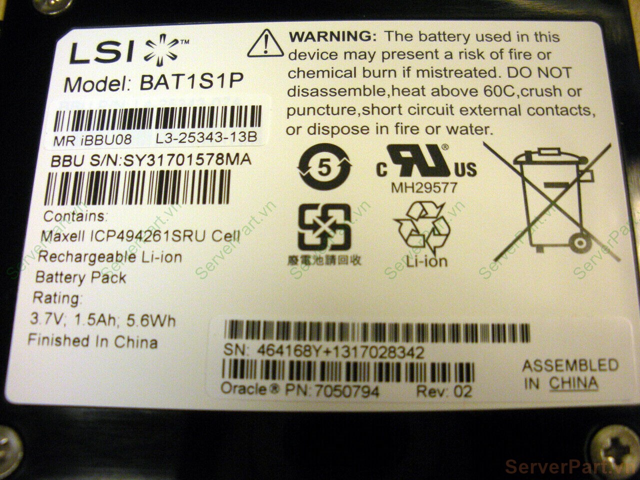 Lsi Battery 7050794 Pin Battery 0 SUN LSI BAT1S1P For 9260 9261 9280 | ServerPart.vn