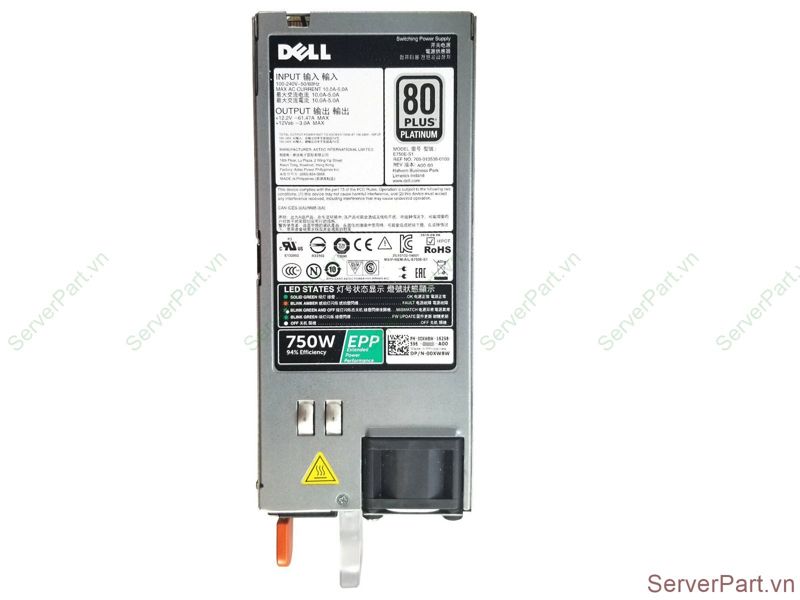 dell 0pwn3 pe r520 r720xd r530 r730 r730xd r540 r740xd... Bộ nguồn PSU Dell R530 R630 R730 R730xd T430 T630 750w 00XW8W 0XW8W E7 ...