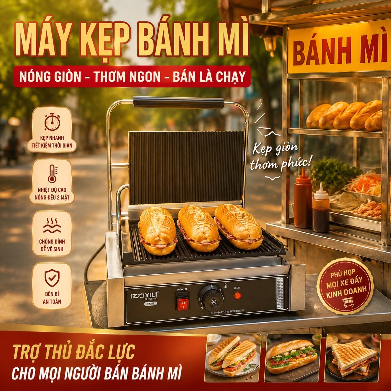 máy kẹp bánh mì 2200w