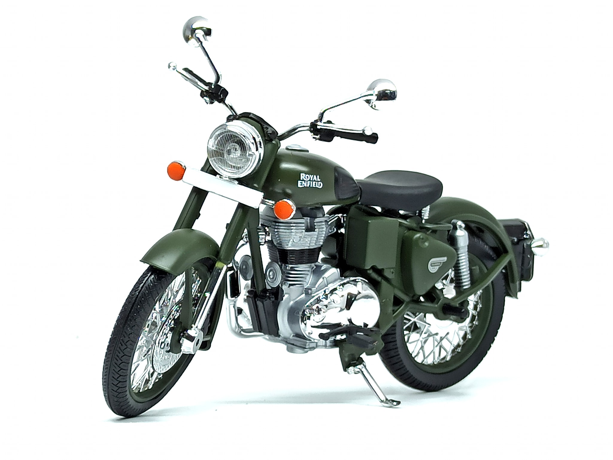 Mô hình xe Royal Enfield Classic 500 1:12 Scale Model Battle Green S2u