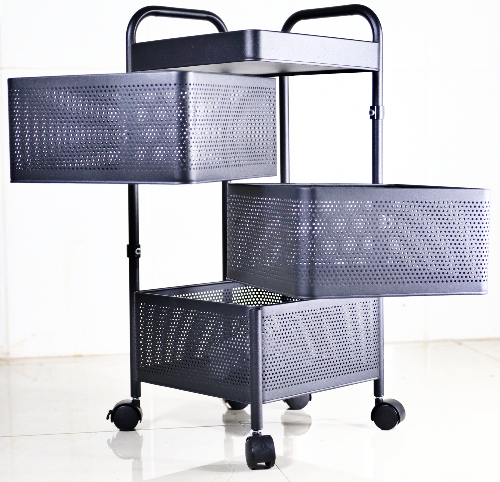 Kệ để đồ nhà bếp 4 tầng, cao 78.5 cm, khay vuông 27x27cm