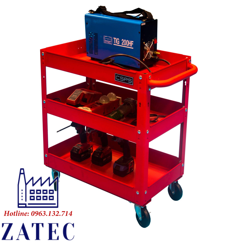 Xe đẩy dụng cụ 03 ngăn CSPS 71cm bao gồm