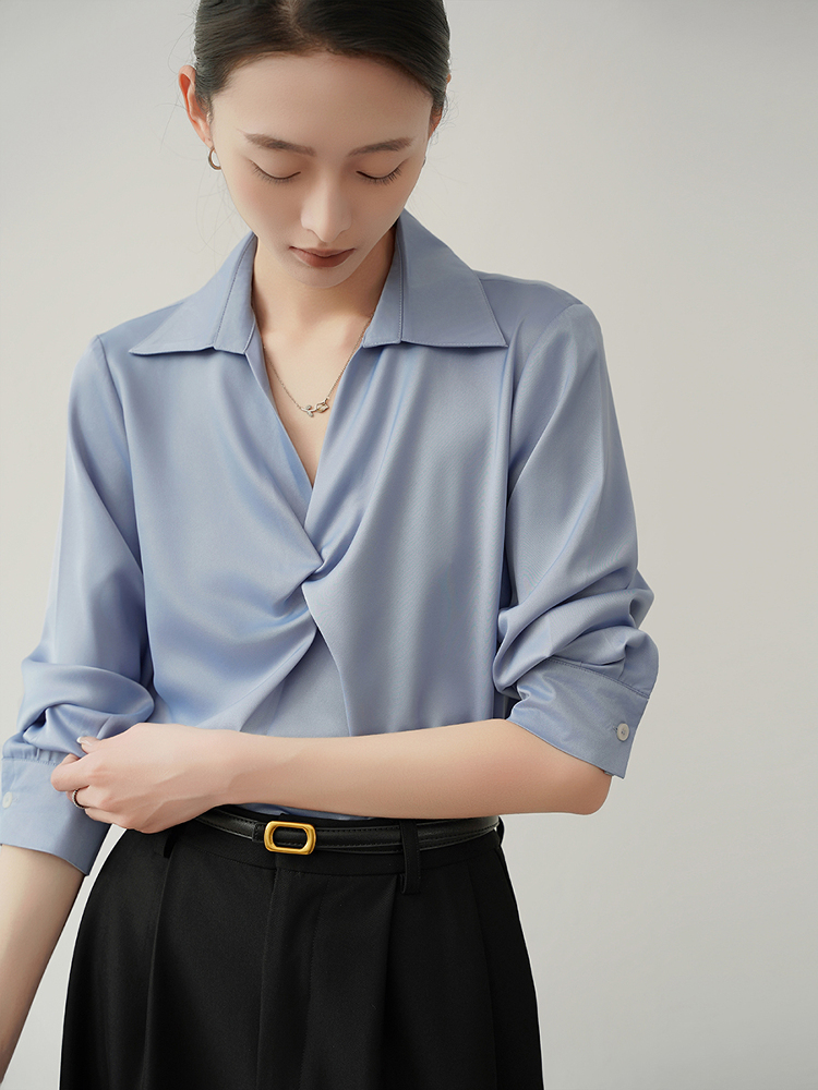 Áo sơ mi lụa xoắn ngực SM32