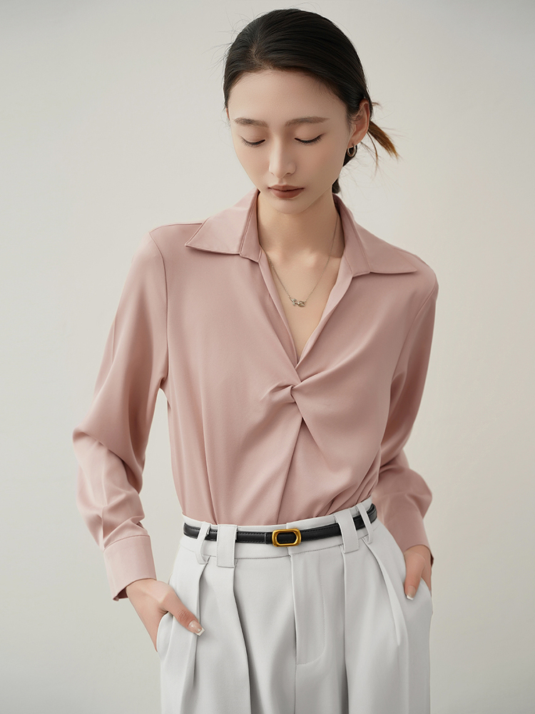 Áo sơ mi lụa xoắn ngực SM32