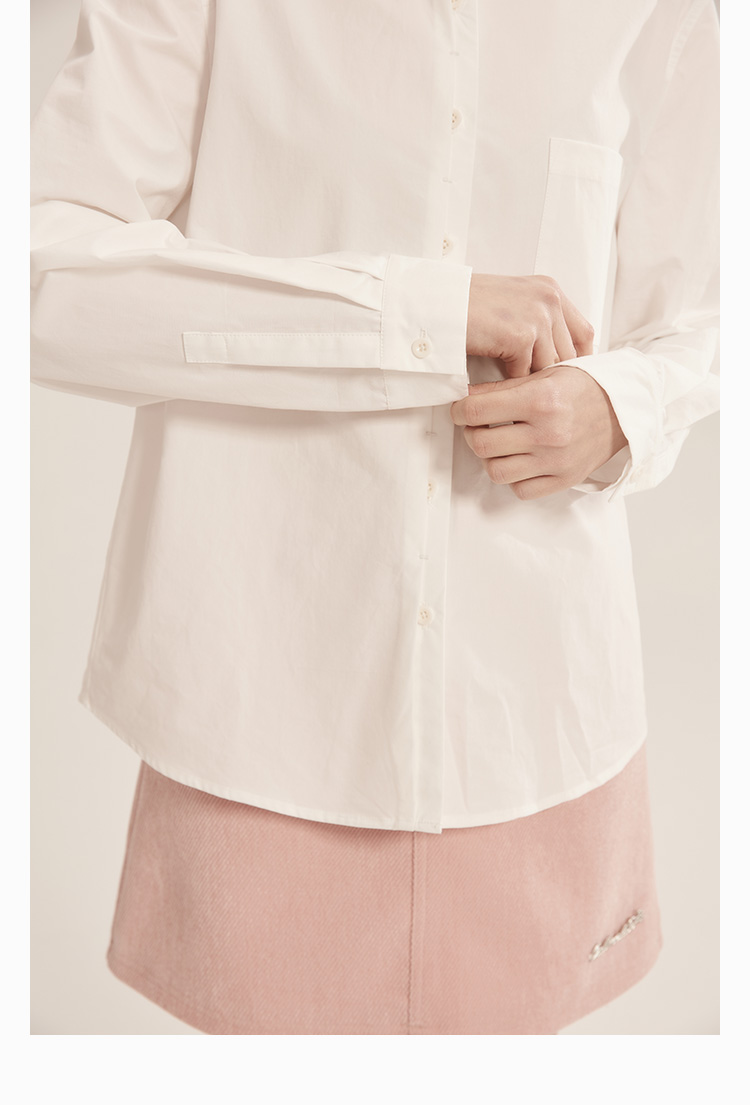 SM33 Áo Sơ Mi Nữ MAKILANA Dài Tay Trắng Cotton Cổ Búp Bê Phong Cách Pháp Thanh Lịch Mùa Thu