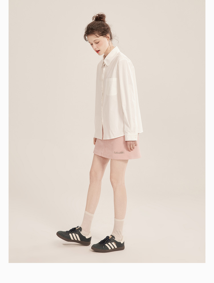 SM33 Áo Sơ Mi Nữ MAKILANA Dài Tay Trắng Cotton Cổ Búp Bê Phong Cách Pháp Thanh Lịch Mùa Thu