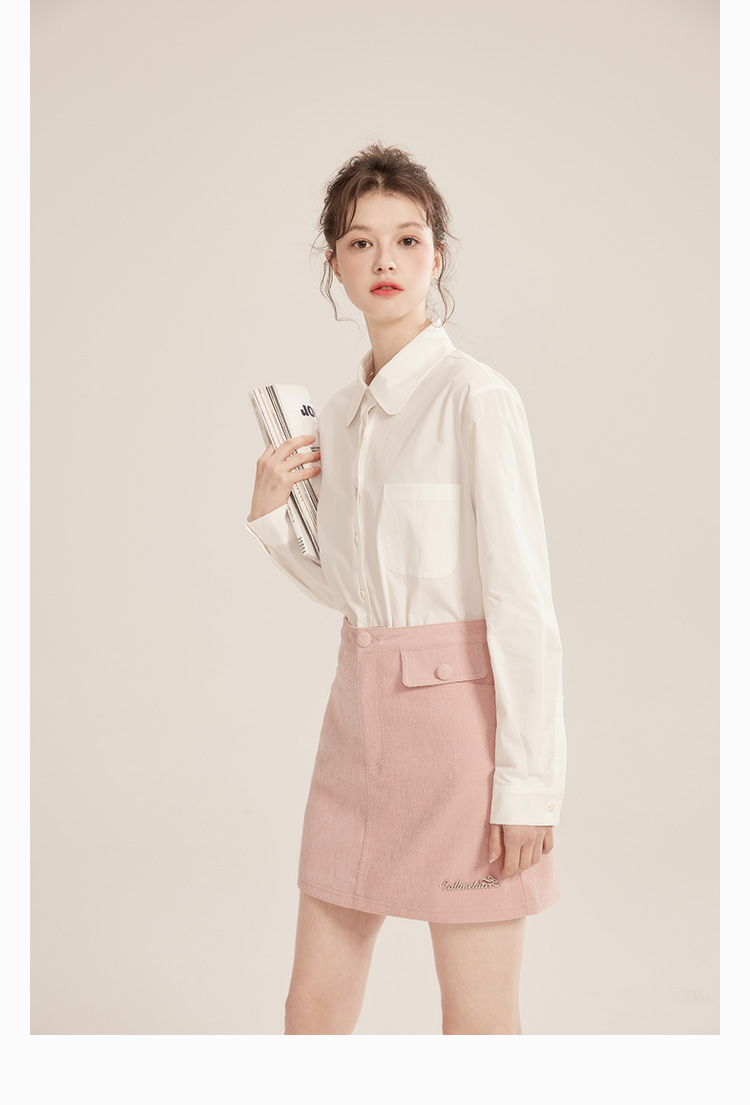 SM33 Áo Sơ Mi Nữ MAKILANA Dài Tay Trắng Cotton Cổ Búp Bê Phong Cách Pháp Thanh Lịch Mùa Thu