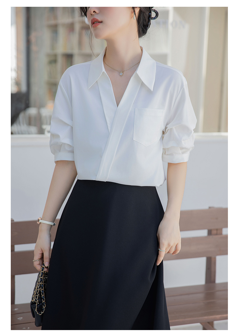Áo sơ mi nữ thiết kế cổ chữ V phong cách công sở phù hợp với nhiều loại sự kiện LANA SM20