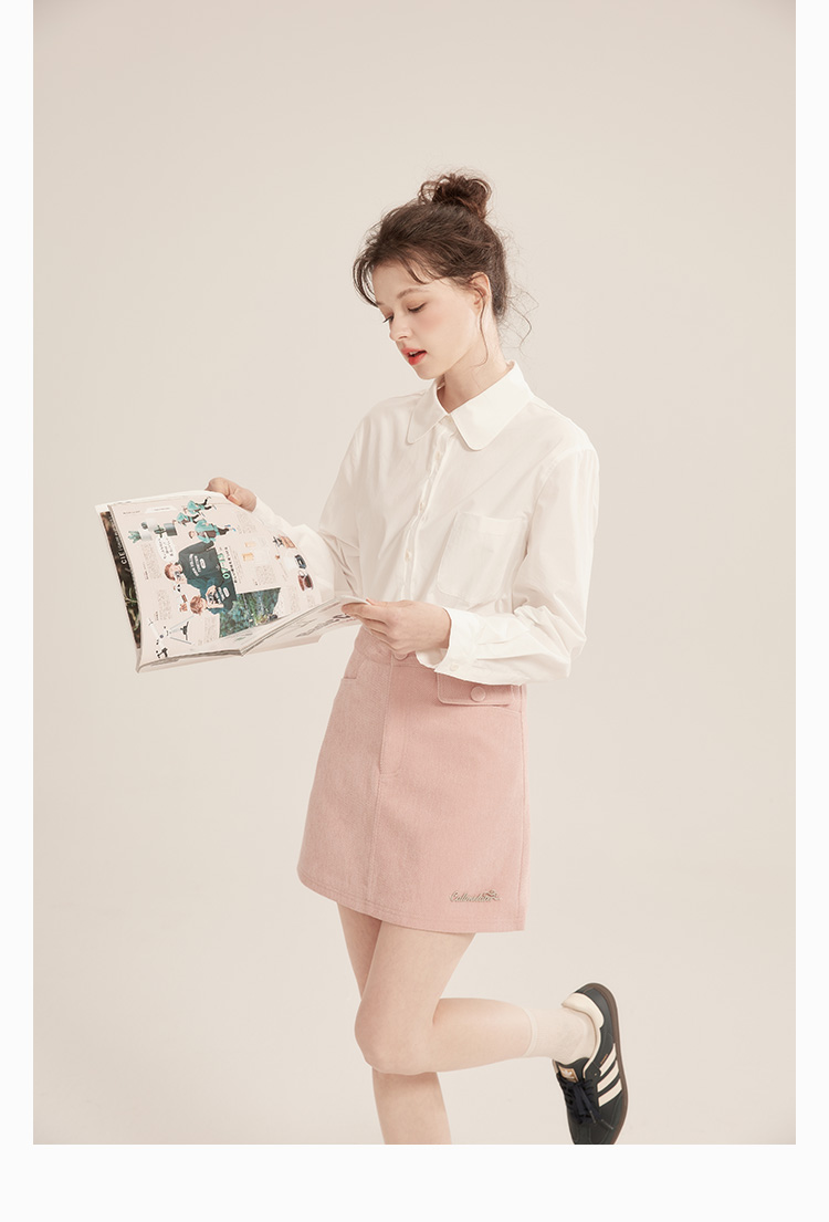 SM33 Áo Sơ Mi Nữ MAKILANA Dài Tay Trắng Cotton Cổ Búp Bê Phong Cách Pháp Thanh Lịch Mùa Thu