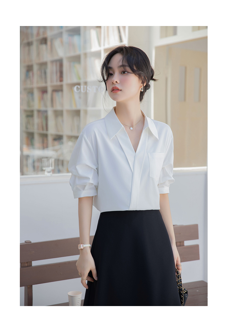Áo sơ mi nữ thiết kế cổ chữ V phong cách công sở phù hợp với nhiều loại sự kiện LANA SM20