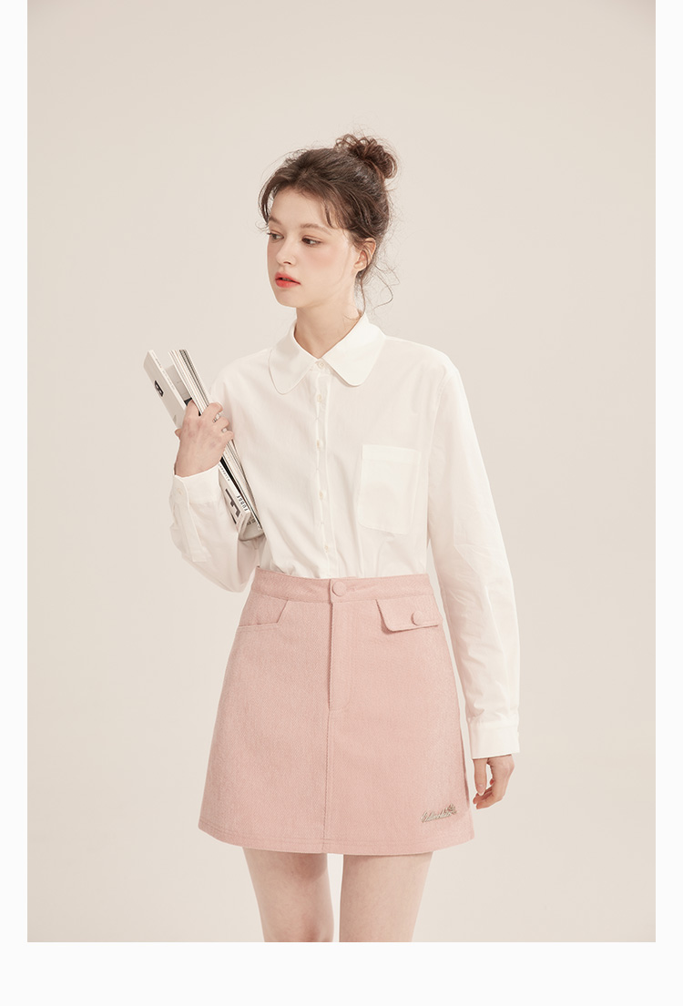 SM33 Áo Sơ Mi Nữ MAKILANA Dài Tay Trắng Cotton Cổ Búp Bê Phong Cách Pháp Thanh Lịch Mùa Thu