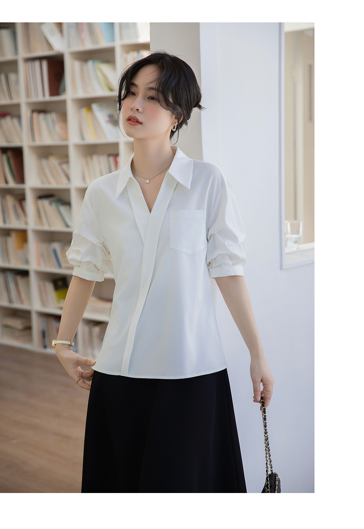 Áo sơ mi nữ thiết kế cổ chữ V phong cách công sở phù hợp với nhiều loại sự kiện LANA SM20