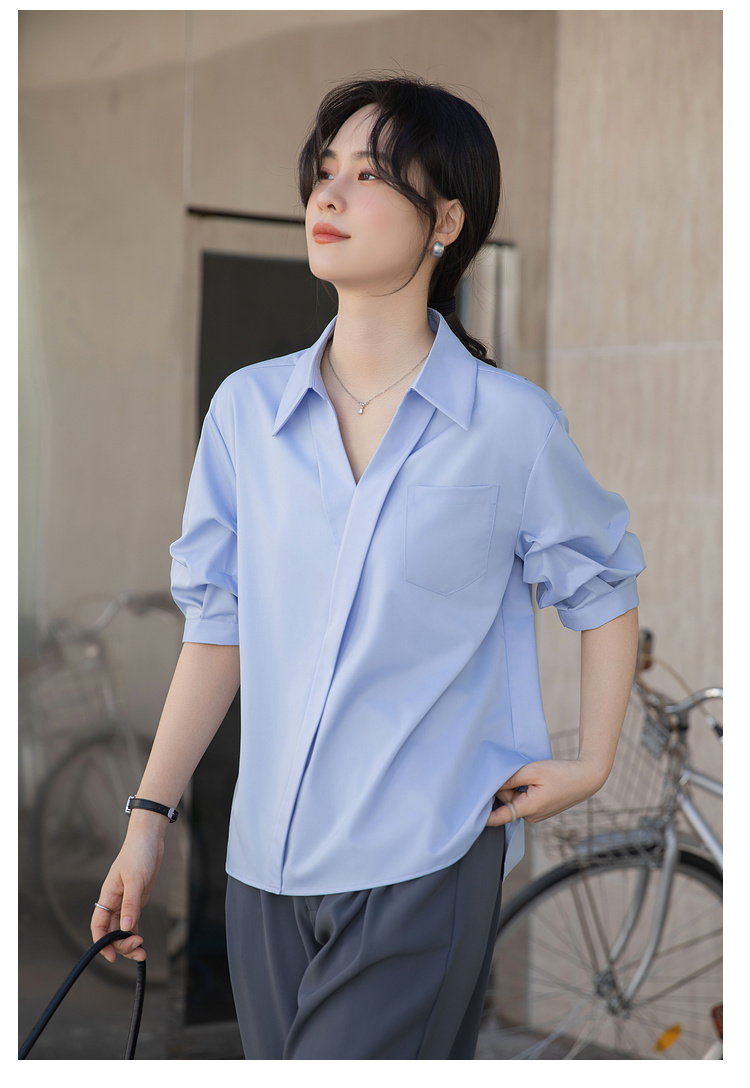 Áo sơ mi nữ thiết kế cổ chữ V phong cách công sở phù hợp với nhiều loại sự kiện LANA SM20