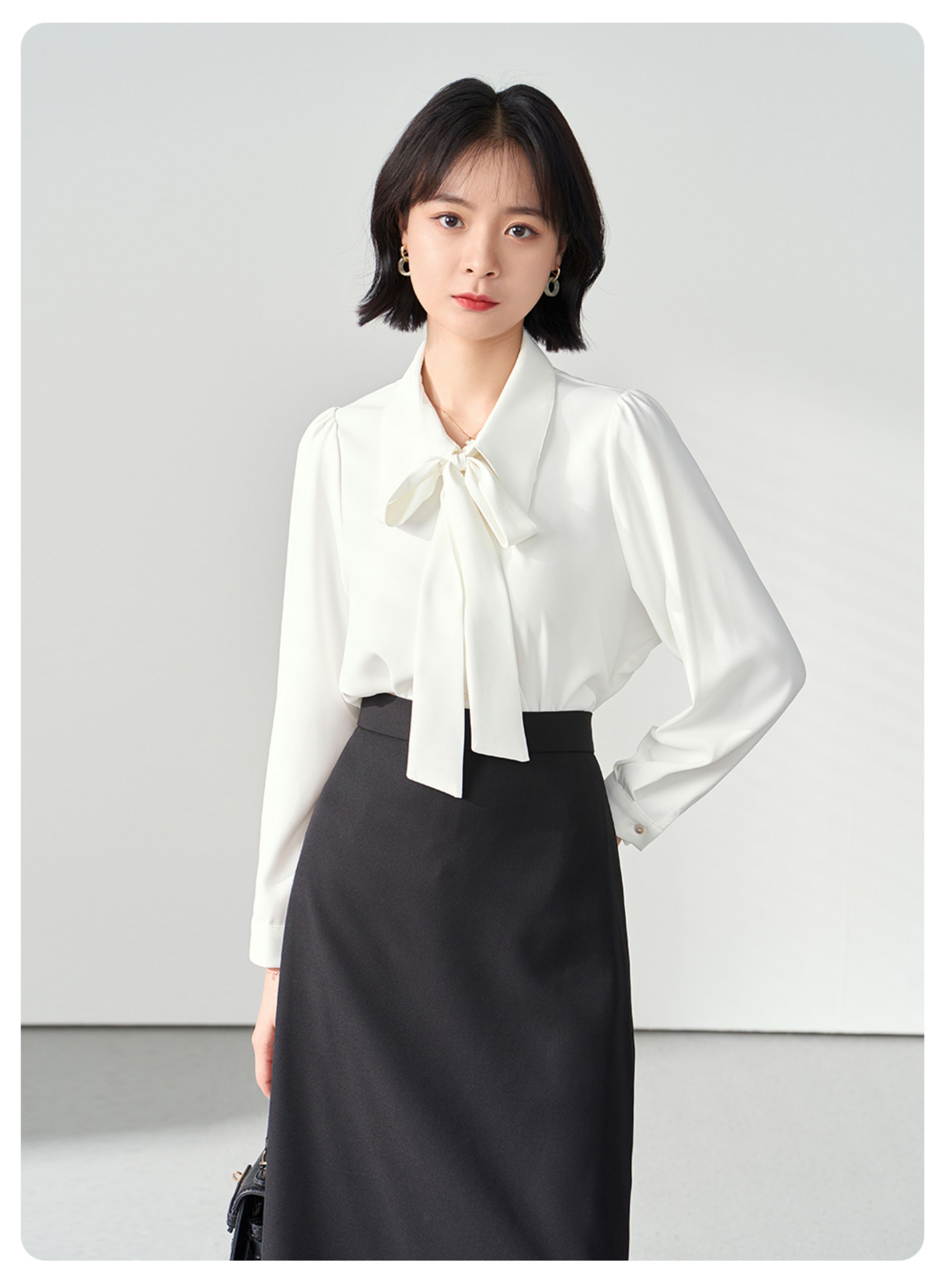 SM36 Áo Sơ Mi Nữ Dài Tay Màu Xanh MAKILANA Công Sở Hàn Quốc Mặc Đi Làm, Dự Phỏng Vấn, Dạy Học, Mùa Xuân Hè 2025