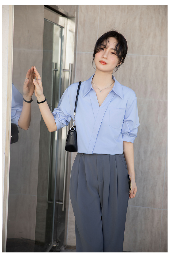 Áo sơ mi nữ thiết kế cổ chữ V phong cách công sở phù hợp với nhiều loại sự kiện LANA SM20