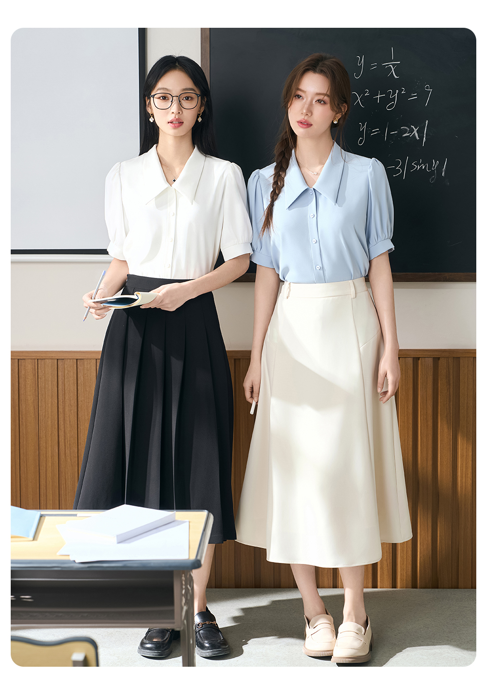 Áo Sơ Mi Nữ Chiffon Tay Ngắn Màu Xanh MAKILANA Thanh Lịch Công Sở Hàn Quốc Mặc Đi Làm, Dự Phỏng Vấn Mùa Hè 2025 SM37