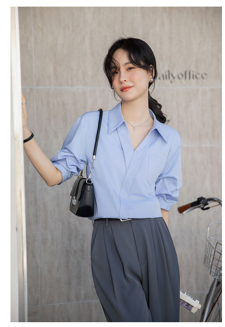 Áo sơ mi nữ thiết kế cổ chữ V phong cách công sở phù hợp với nhiều loại sự kiện LANA SM20