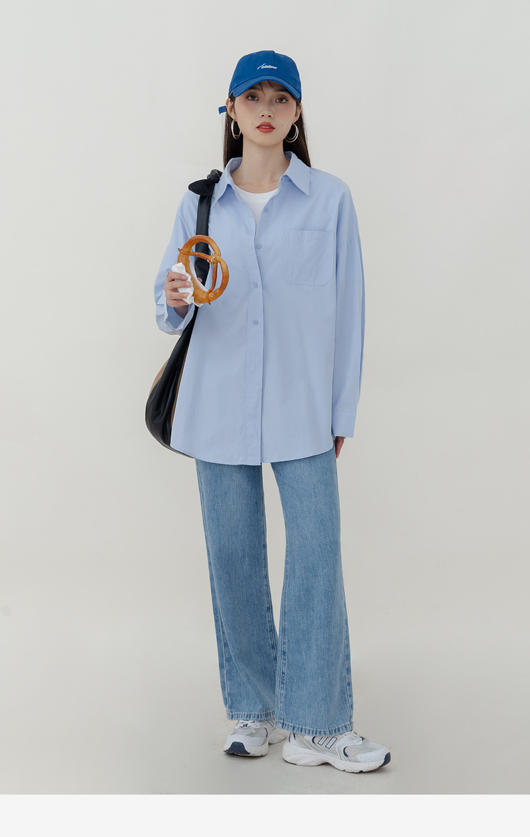 (SM26) Áo sơ mi nữ MAKILANA 2025 dáng rộng chất cotton cao cấp, màu xanh/trắng/hồng, mặc xuân thu, form trẻ trung cá tính