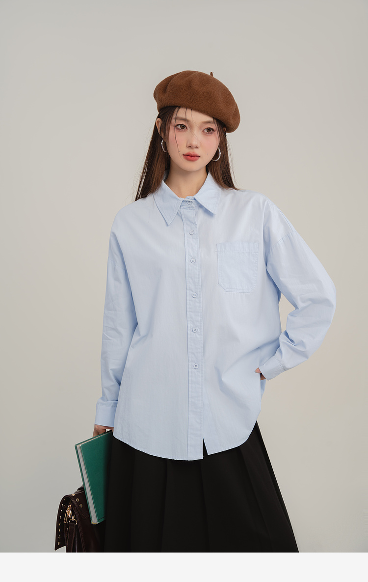 (SM26) Áo sơ mi nữ MAKILANA 2025 dáng rộng chất cotton cao cấp, màu xanh/trắng/hồng, mặc xuân thu, form trẻ trung cá tính