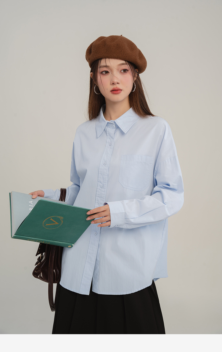 (SM26) Áo sơ mi nữ MAKILANA 2025 dáng rộng chất cotton cao cấp, màu xanh/trắng/hồng, mặc xuân thu, form trẻ trung cá tính