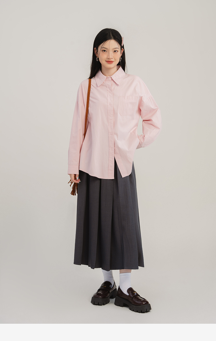 (SM26) Áo sơ mi nữ MAKILANA 2025 dáng rộng chất cotton cao cấp, màu xanh/trắng/hồng, mặc xuân thu, form trẻ trung cá tính