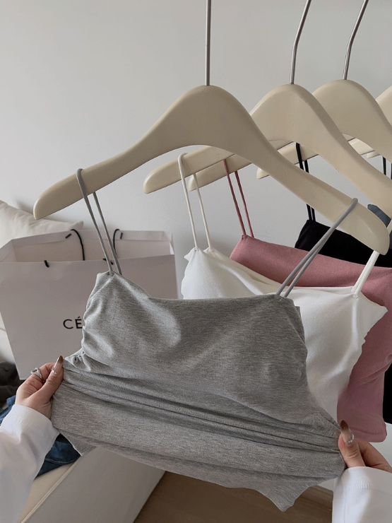 Áo Bra Nữ Dây Nhỏ Kèm Đệm Ngực | Áo Ống Ôm Dáng, Thiết Kế Nhún, Mặc Trong & Ngoài, Thời Trang Basic MAKILANA T13