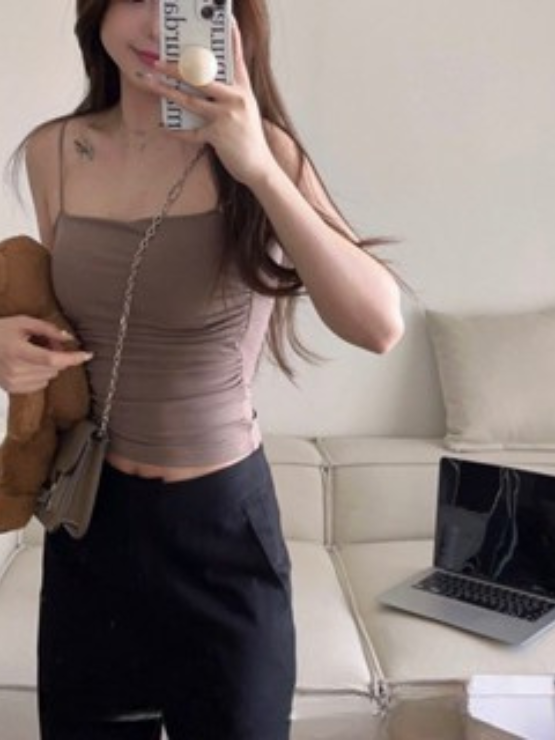 Áo Bra Nữ Dây Nhỏ Kèm Đệm Ngực | Áo Ống Ôm Dáng, Thiết Kế Nhún, Mặc Trong & Ngoài, Thời Trang Basic MAKILANA T13