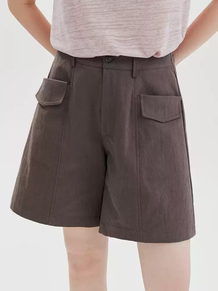 QS19 - Quần Short Nữ Kaki Túi Hộp Lưng Cao MAKILANA, Quần Đùi Ống Rộng Lưng Chun Dành Cho Nữ