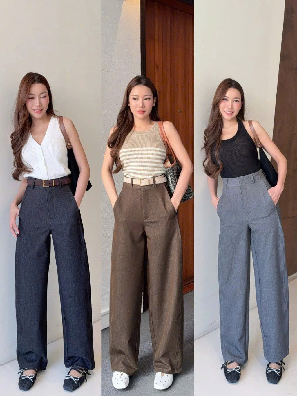 QT94 Quần tây ống suông MAKILANA,quần tây ống rộng cạp cao thanh lịch hiện đại tôn dáng dành cho nữ