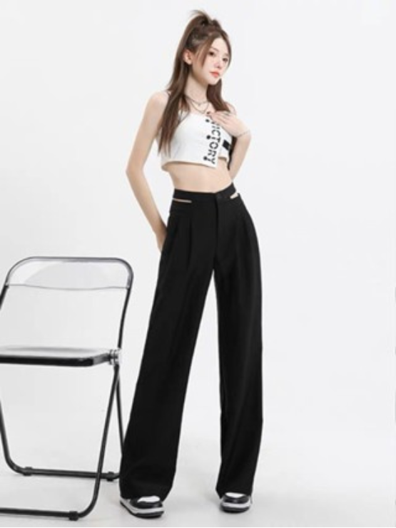Quần ống rộng nữ suông cạp cao cut out thời trang chất liệu cao cấp không nhăn cho nàng công sở học sinh QT83