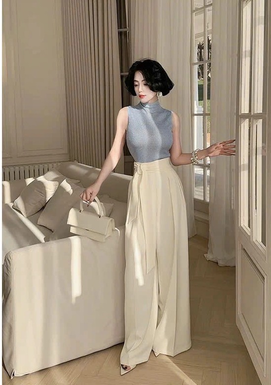 QT91 Quần ống rộng cạp cao dành cho nữ,Quần xuông phong cách thanh lịch kiểu dáng xuân hè mới 2026