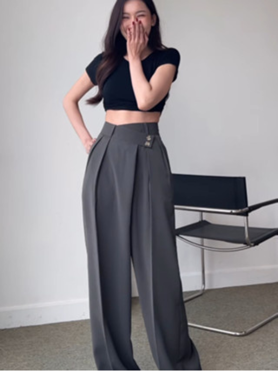 Quần xuông nữ khuy lệch QT40