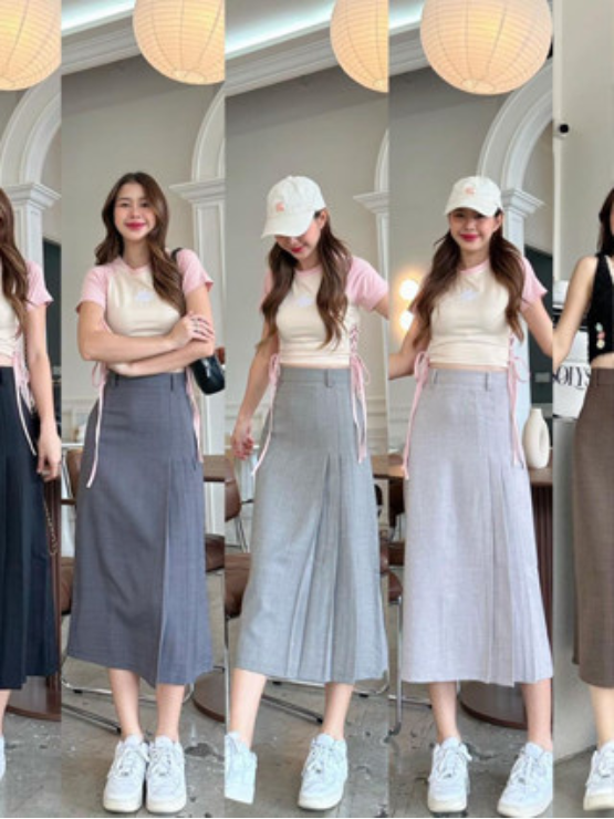 Chân váy midi xếp ly CV10