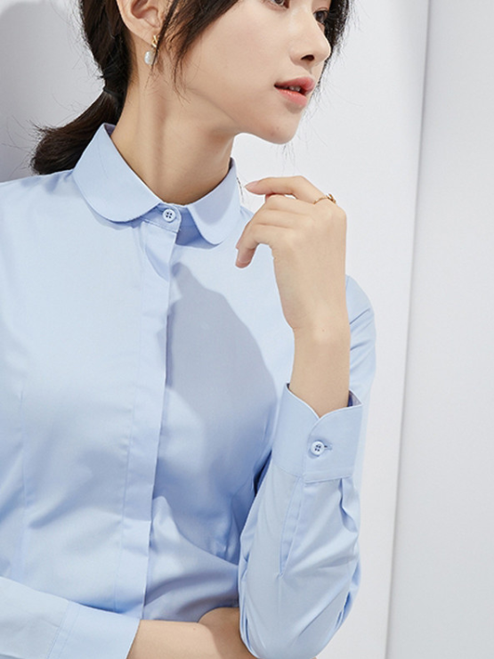 Áo Sơ Mi Nữ Trắng Dáng Ôm MAKILANA Cổ Sen Tròn Búp Bê Tay Dài Công Sở Thanh Lịch Áo Sơ Mi Nữ Đẹp Mùa Xuân Hè 2025 SM34