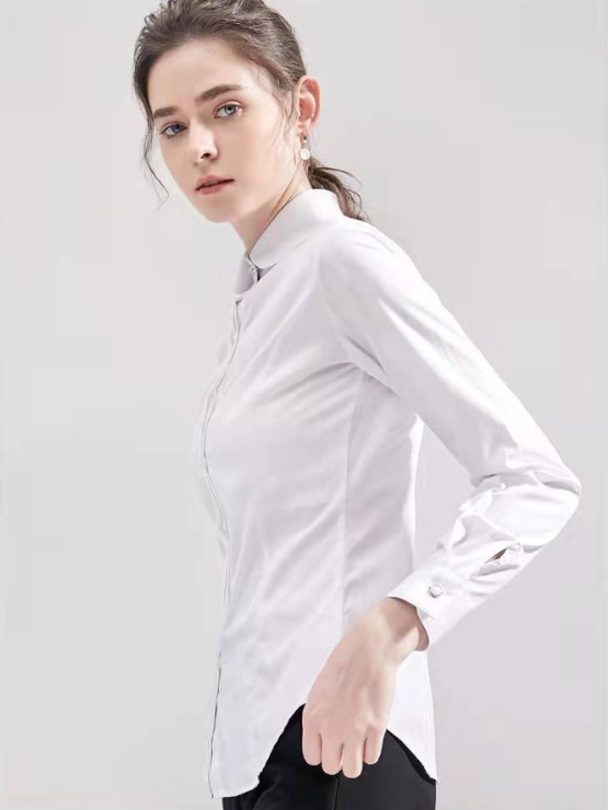Áo Sơ Mi Nữ Trắng Dáng Ôm MAKILANA Cổ Sen Tròn Búp Bê Tay Dài Công Sở Thanh Lịch Áo Sơ Mi Nữ Đẹp Mùa Xuân Hè 2025 SM34