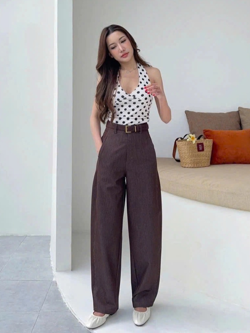 QT94 Quần tây ống suông MAKILANA,quần tây ống rộng cạp cao thanh lịch hiện đại tôn dáng dành cho nữ