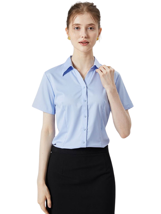 SM35 Áo Sơ Mi Nữ MAKILANA Cổ V Tay Ngắn Màu Trắng Xanh Dáng Ôm Thanh Lịch Công Sở Hàn Quốc Mặc Đi Làm, Dự Phỏng Vấn 2025