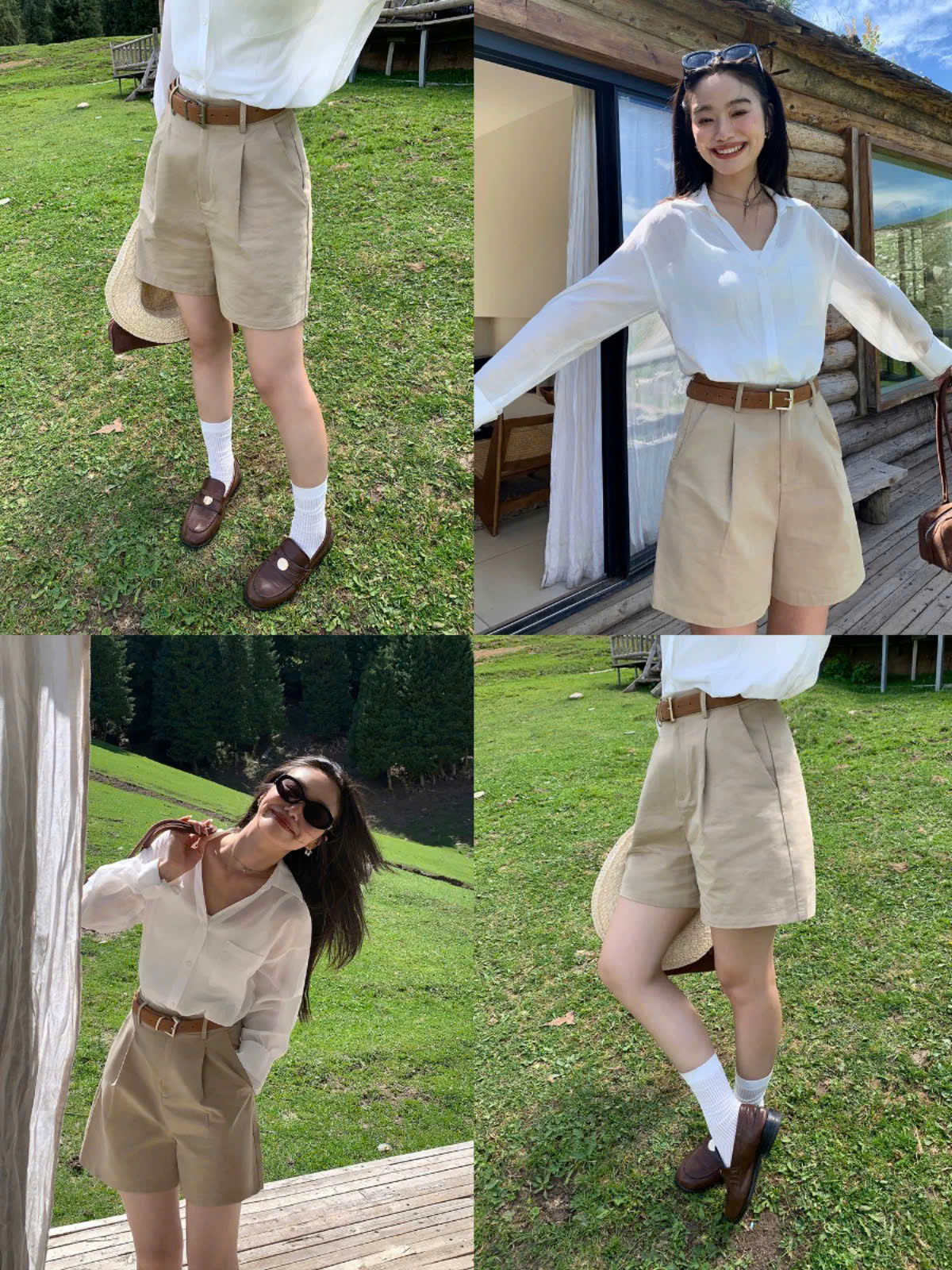 QS11 Quần short kaki MAKILANA,quần đùi nữ cạp cao ống rộng