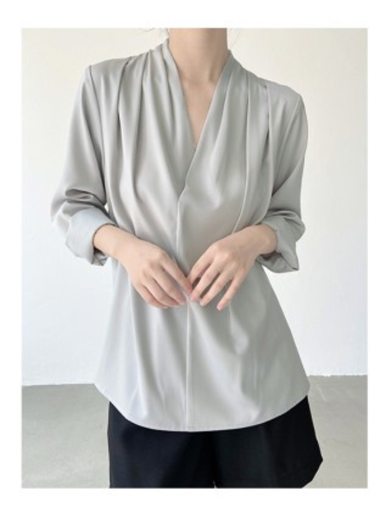 Áo sơ mi nữ cổ V, sơmi nữ dài tay, sơmi nữ xát nách vải lụa, sơ mi công sở sang trọng, thanh lịch SM02