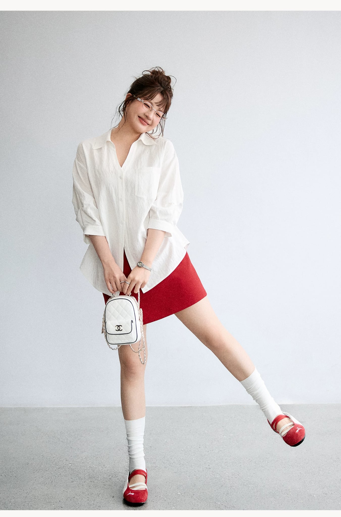 SM59 Áo Sơ Mi Trắng Tay Lửng Dáng Rộng Đa Năng MAKILANA, Áo Sơ Mi Nữ Form Rộng Basic Tay Dài Style