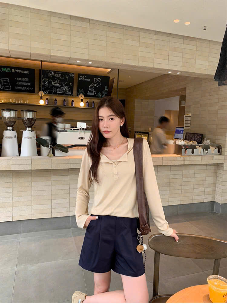 QS11 Quần short kaki MAKILANA,quần đùi nữ cạp cao ống rộng