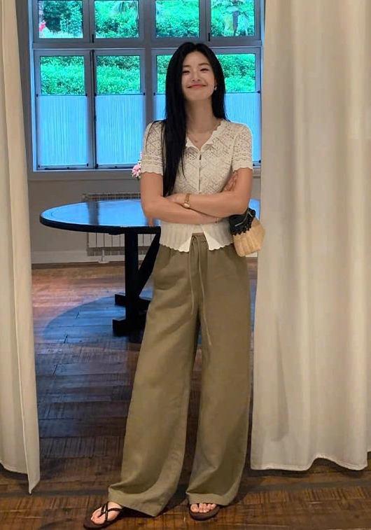 QT96 Quần nữ ống suông lưng thun có dây rút MAKILANA, Quần ống rộng mùa hè dành cho nữ