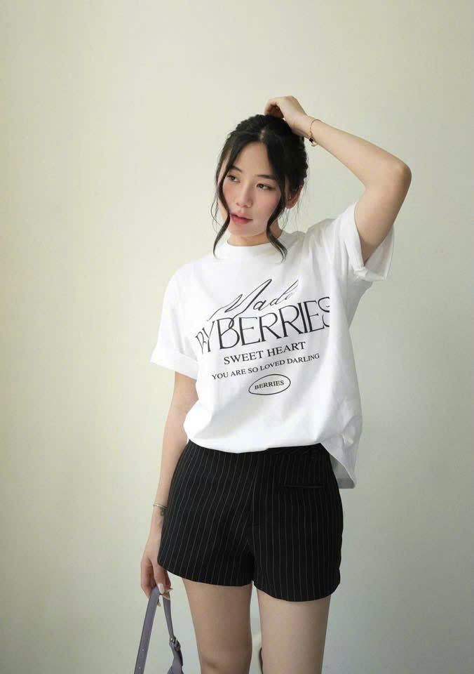 QS10 Quần short nữ cạp cao MAKILANA,quần short kẻ sọc lưng cao ống rộng thanh lịch,form đứng tôn dáng