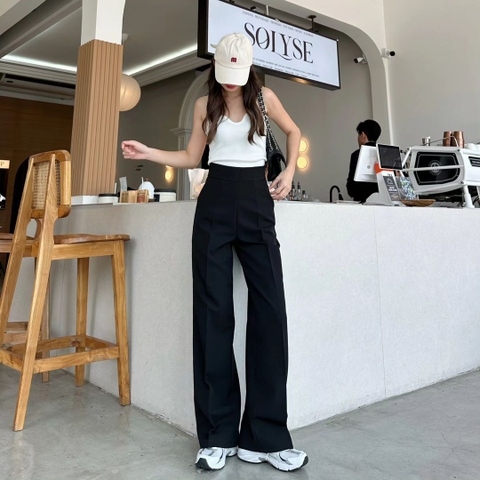 Quần xuông nữ lưng cao, quần suông nữ cạp liền khóa dấu, quần nữ may bằng vải độc quyền nhà LANA không nhăn QT67