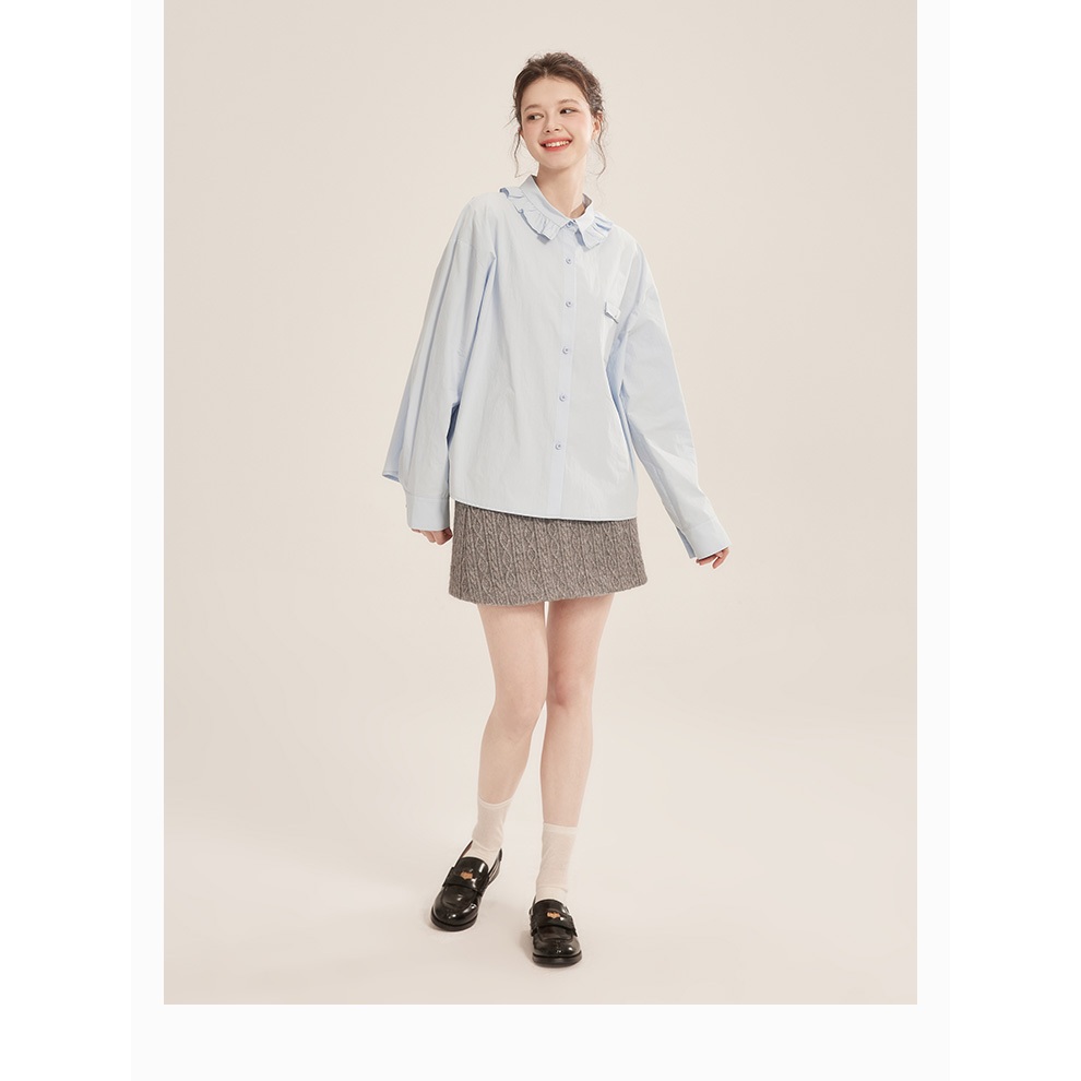 Áo Sơ Mi Nữ Dài Tay Cotton 100% MAKILANA Form Rộng Thiết Kế Cổ Điển Dễ Phối, Mặc Đơn Hoặc Layer Thanh Lịch SM38