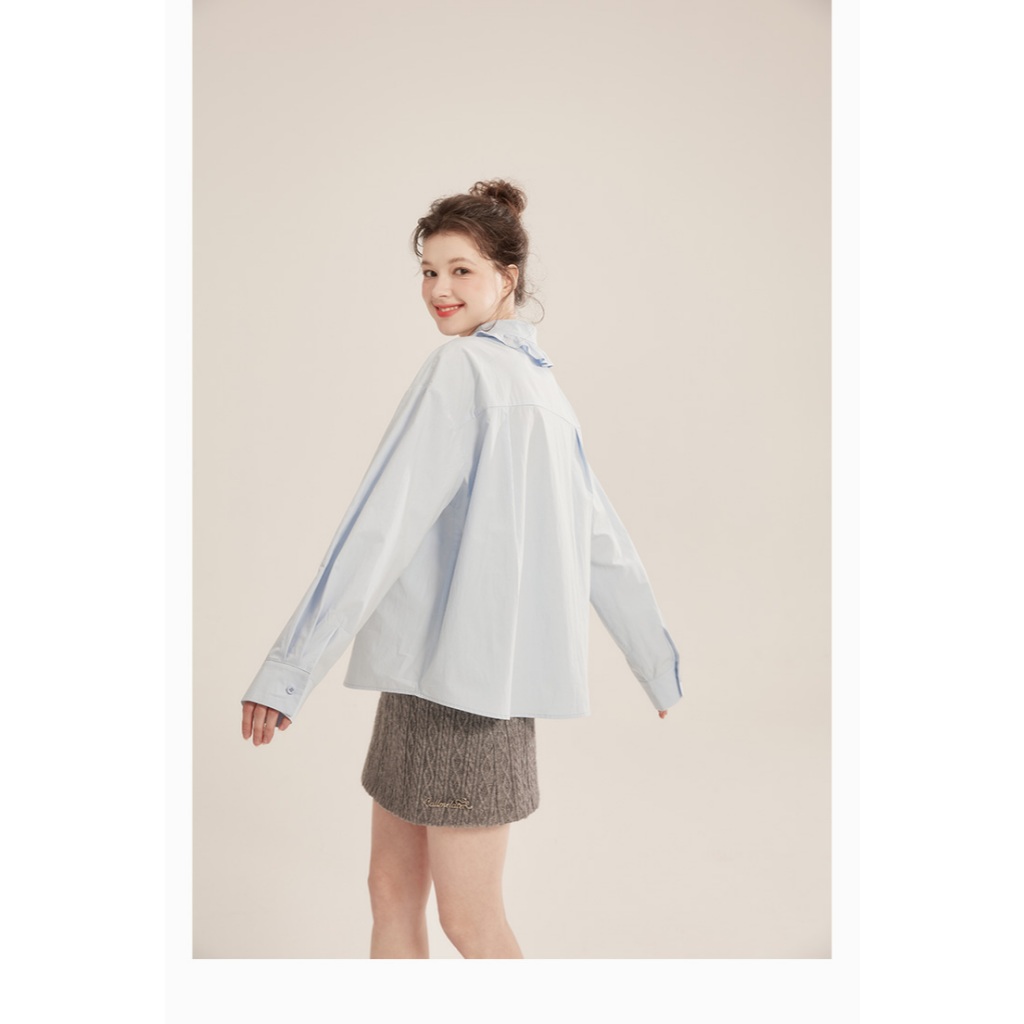 Áo Sơ Mi Nữ Dài Tay Cotton 100% MAKILANA Form Rộng Thiết Kế Cổ Điển Dễ Phối, Mặc Đơn Hoặc Layer Thanh Lịch SM38