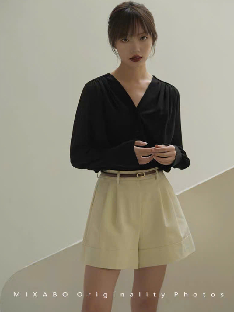 QS13 - QUẦN SHORT NỮ ỐNG RỘNG DÁNG CHỮ A CẠP CAO MAKILANA, QUẦN SHORT THÔ DÁNG RỘNG DÀNH CHO NỮ